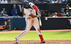 Toronto Blue Jays first baseman Vladimir Guerrero Jr swinging the bat