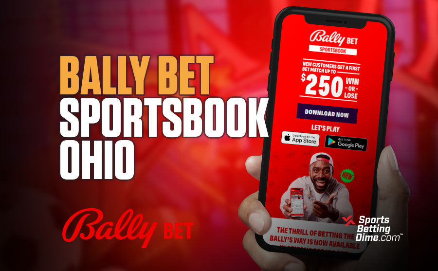 Bally Bet Ohio hand holding mobile phone with app