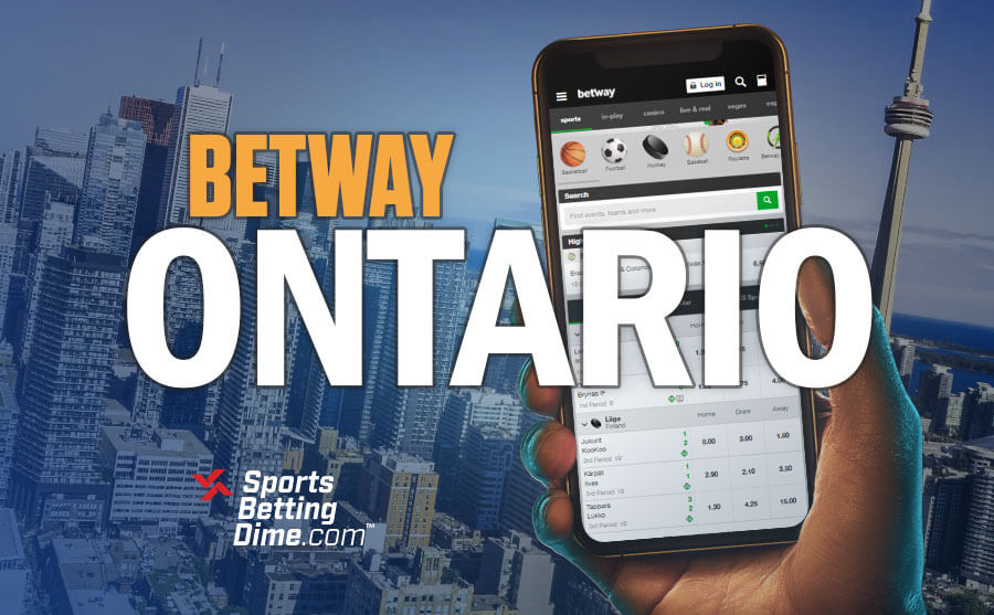 Betway Ontario promo code CN Tower hand holding mobile phone sportsbook app