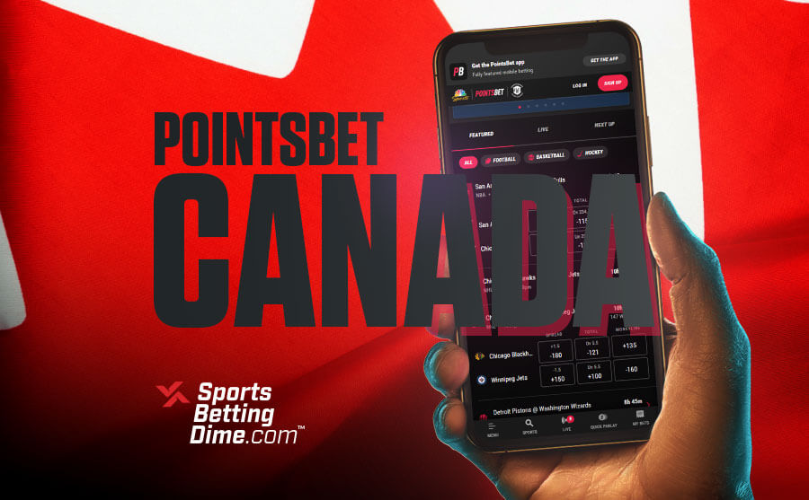 PointsBet Canada hand holding mobile phone Canadian flag