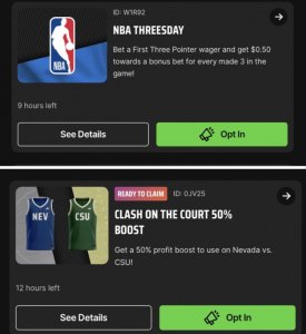 DraftKings NBA and NCAAB Promos Screenshot