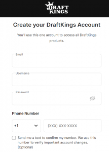 DraftKings North Carolina signup page screenshot