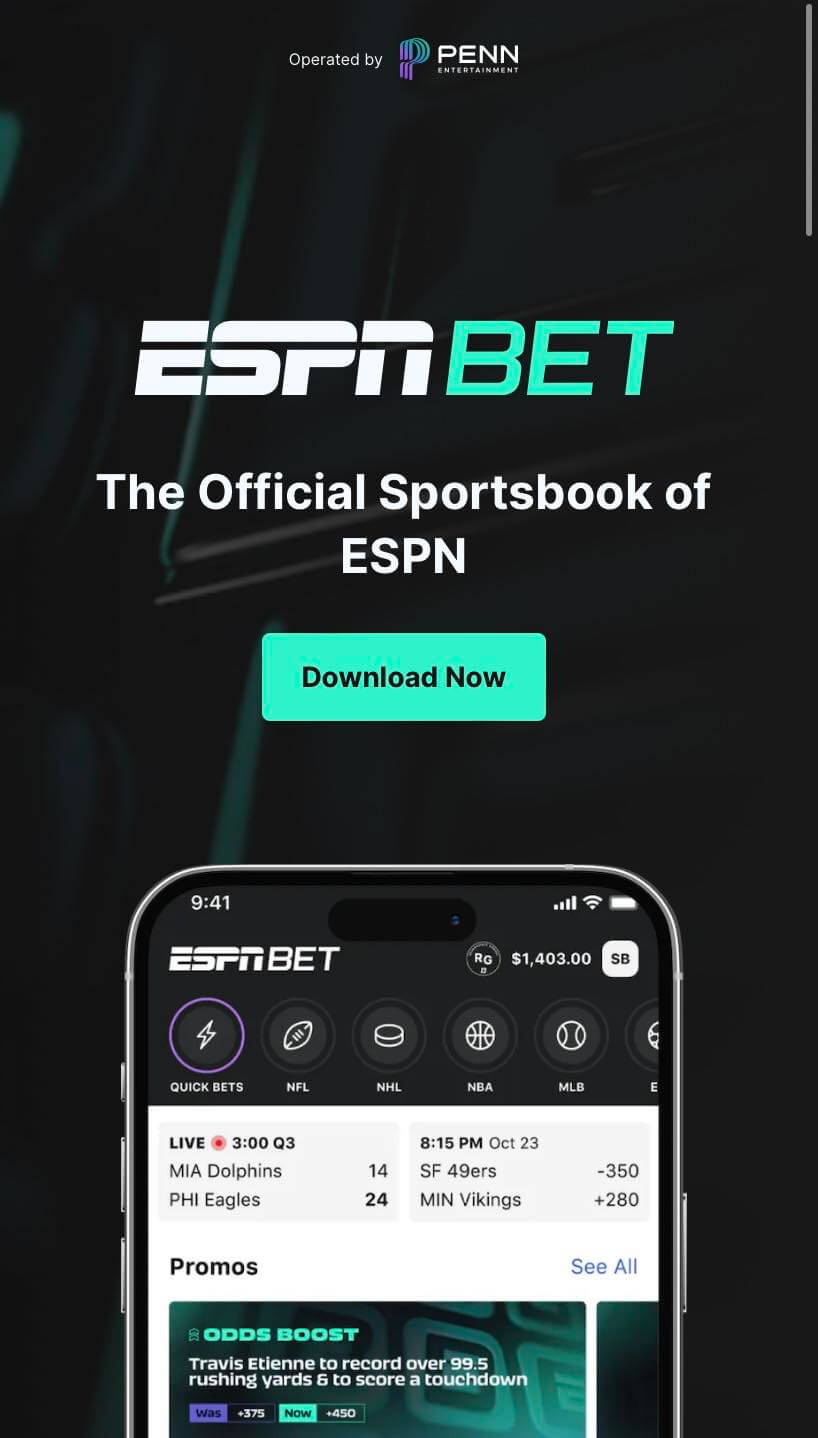  ESPN BET North Carolina App Download Page Screenshot
