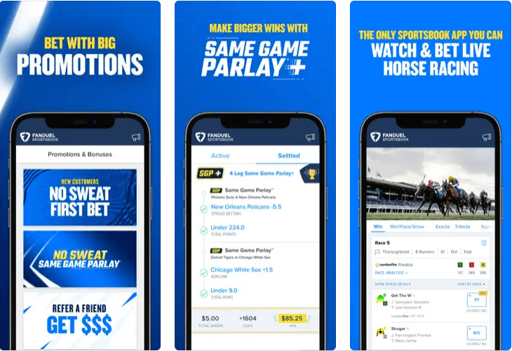FanDuel App Store Screenshot with horse betting