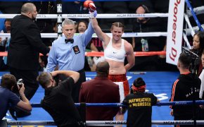 Savannah Marshall celebrates boxing victory