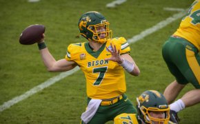 North Dakota State Bison quarterback Cam Miller passes