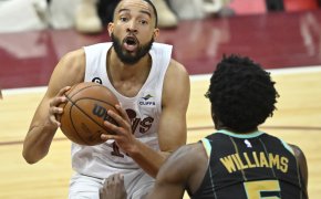 Cleveland Cavaliers forward Isaiah Mobley holds the ball