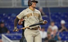 San Diego Padres left fielder Juan Soto post strikeout
