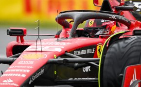 Closeup of Ferrari driver Carlos Sainz in his car