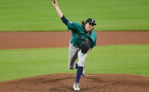 Seattle Mariners starting pitcher Logan Gilbert delivers to home plate
