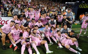 Inter Miami CF celebrate after winning the Leagues Cup against Nashville SC