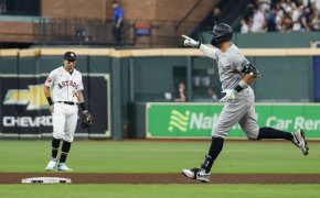 New York Yankees right fielder Aaron Judge rounds the bases