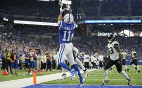 A pass intended for Indianapolis Colts wide receiver Michael Pittman Jr.