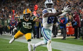 Dallas Cowboys wide receiver CeeDee Lamb scores a touchdown against the Green Bay Packers
