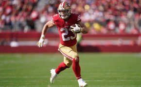 The rushing yardage prop for 49ers RB Christian McCaffrey against the Cowboys is set at 79.5.