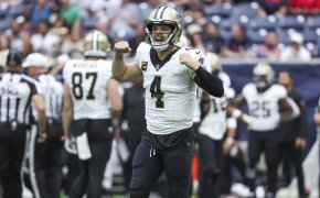New Orleans Saints quarterback Derek Carr (4) reacts