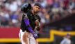 Arizona Diamondbacks second baseman Ketel Marte throws his helmet in disgust