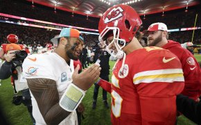 Patrick Mahomes and the Chiefs are 4.5-point home favorites over Tua Tagovailoa and the Dolphins in their NFL Wild Card Weekend playoff game.