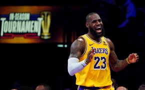 LeBron James LA Lakers yellow jersey NBA in-season tournament