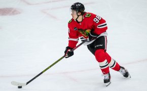 Chicago Blackhawks center Connor Bedard skates with the puck