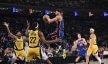 New York Knicks guard Josh Hart rises with the ball against the Indiana Pacers