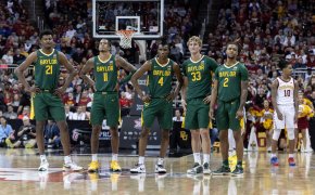Baylor Bears starting five on the court