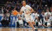 North Carolina Tar Heels guard Seth Trimble dribbles a basketball.