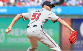 Atlanta Braves starting pitcher Chris Sale throws a pitch during the fourth inning