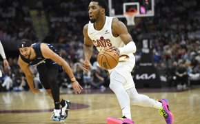 Cleveland Cavaliers guard Donovan Mitchell drives to the hoop against the Orlando Magic