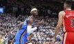 Oklahoma City Thunder guard Shai Gilgeous-Alexander reacts after scoring a basket