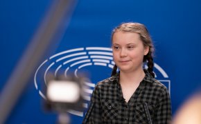 Greta Thunberg speaking at a forum.