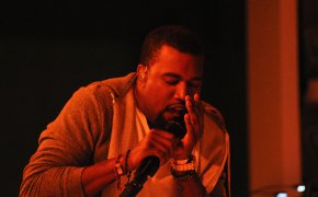 Kanye West at a concert.
