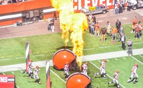 Cleveland Browns running on to field