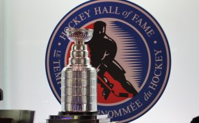Stanley Cup Trophy on a pedastal