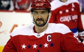 Alex Ovechkin close up photo during stoppage in play