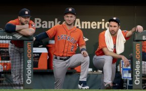 Astros players in the dugout