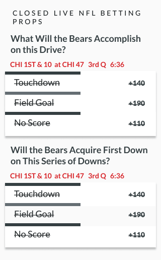 example of closed live nfl betting props