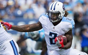 Derrick Henry running the ball for the Tennessee Titans