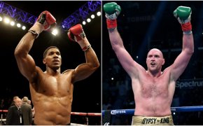 Side-by-side image of Anthony Joshua and Tyson Fury