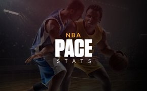 NBA pace stats text overlay on basketball image
