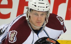 Nathan MacKinnon getting ready for a faceoff