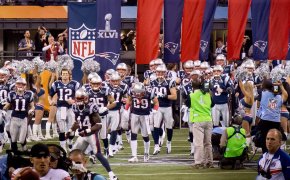 New England Patriots waiting to take the field