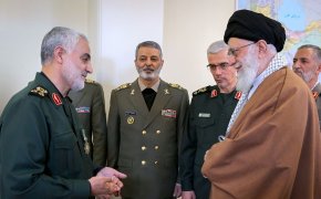 Qasem Soleimani being received by Ali Khamenei