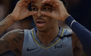 ja morant holding his hands as if they were goggles
