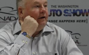 Bruce Boudreau at a press conference.