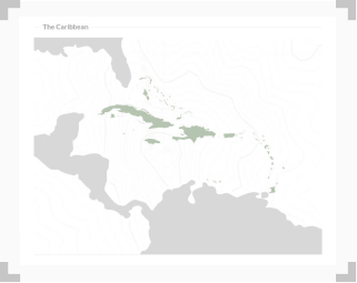 map with the Caribbean highlighted in green