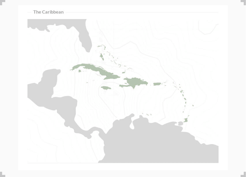 map with the Caribbean highlighted in green