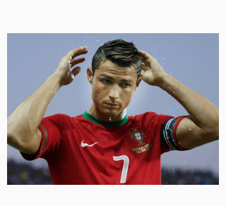 Ronaldo adjusting hair
