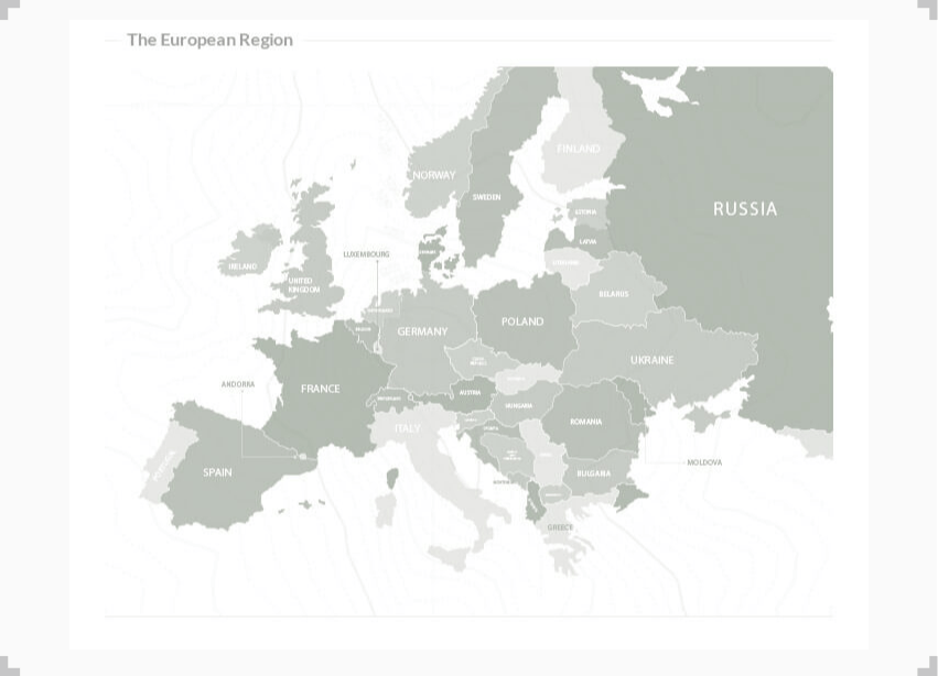 map showing regions of european