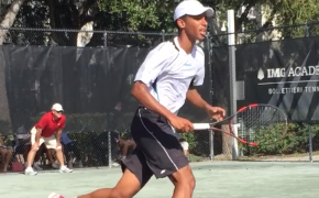 Felix Auger-Aliassime on the practice court.